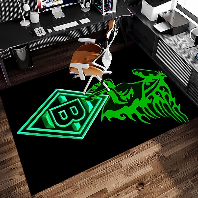 1pc Borussia Monchengladbach Logo Print Area Rug - Soft,Washable Non-Slip Indoor Mat for Office Chairs,Living Room,Home Office Decorative Rug
