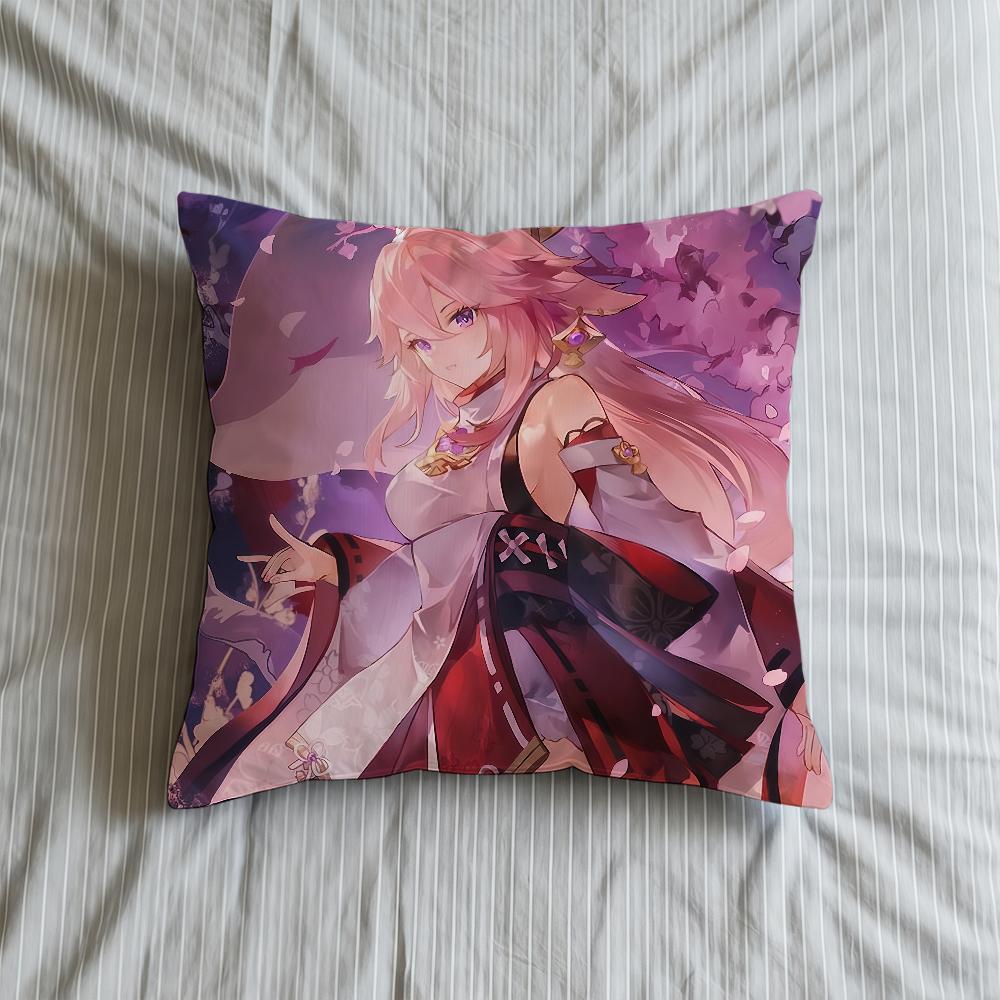 Cushion Cover Soft Yae Case Miko For Sofa Living Room Home Comfortable Genshin Office Impact Decor Protective Pillow Covers
