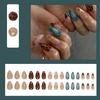 30 Pcs Spring Short Press On Nails Almond - ZIFANHU Acrylic Nail Art Fake Nails Press Ons Irregular French Tips Glue On Nails Full Cover False Nails