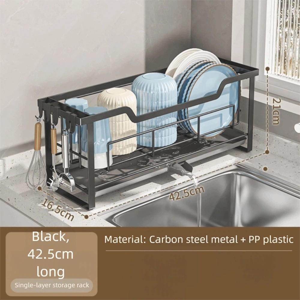 Stainless Steel Sink Drain Basket Space Saving Multi-functional Dishwashing Rack with Drain Tray Dish Drying Rack Dishwashing