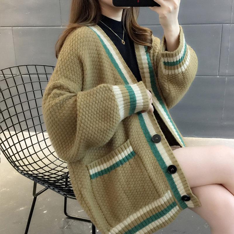 Autumn 2025 Women's Loose Knit Cardigan - Thick, Stylish Sweater