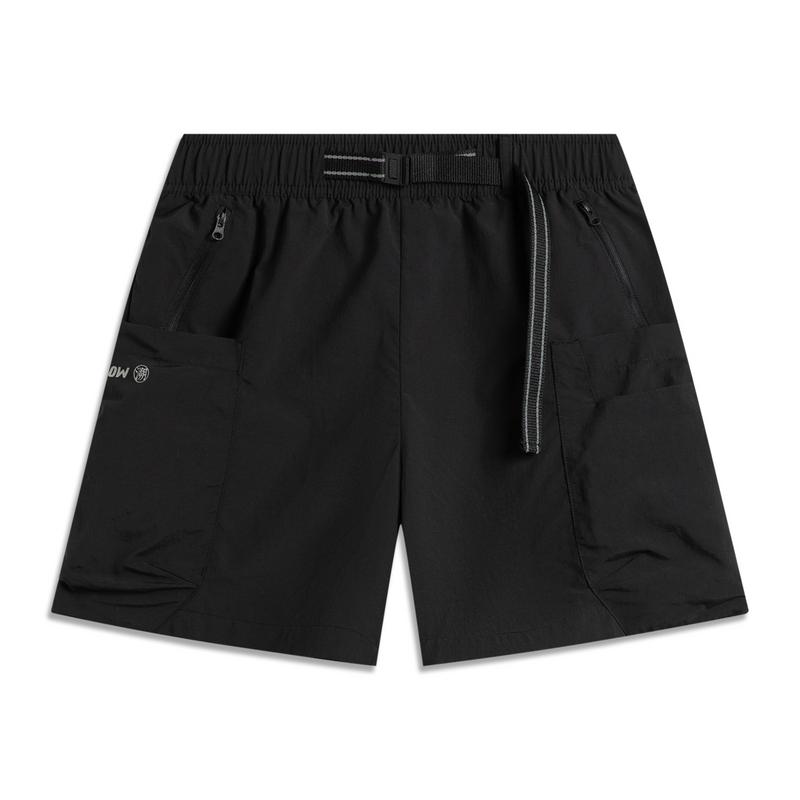 

Li Ning CF Водоотталкивающие однотонные многокарманные удобные универсальные шорты-карго женские шорты Черный AKSV230-3 L