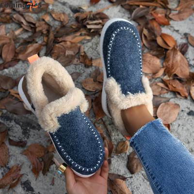 Winter New Thick-soled Snow Boots Women's Padded Thickened Fur Warm Large Size Sewing Package Women's Cotton Shoes