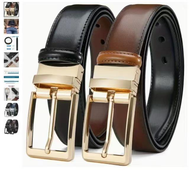 Men s Genuine Two-Layer Cowhide Perforated Leather Belt 120 cm