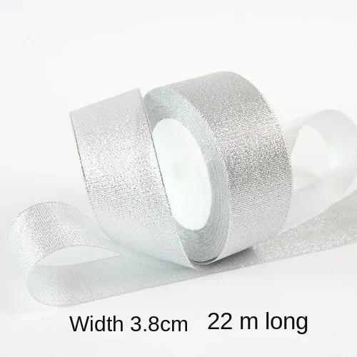 25yards/roll Gold Silver Metallic Glitter Ribbons for Apparel Garment DIY Accessories Crafts Sewing Fabric  Supplies Gift Wrap