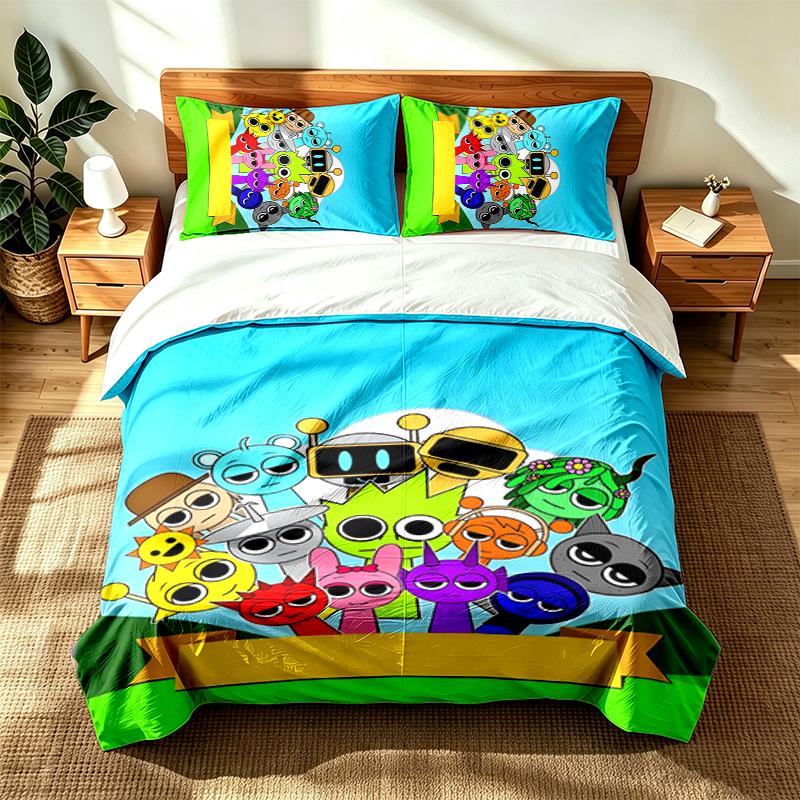 Sprunki (19) 3pc Set Suitable for Master Bedrooms Soft and Comfortable an Ideal Gift for Family and Friends Includes One Duvet Cover and Two Pillowcas