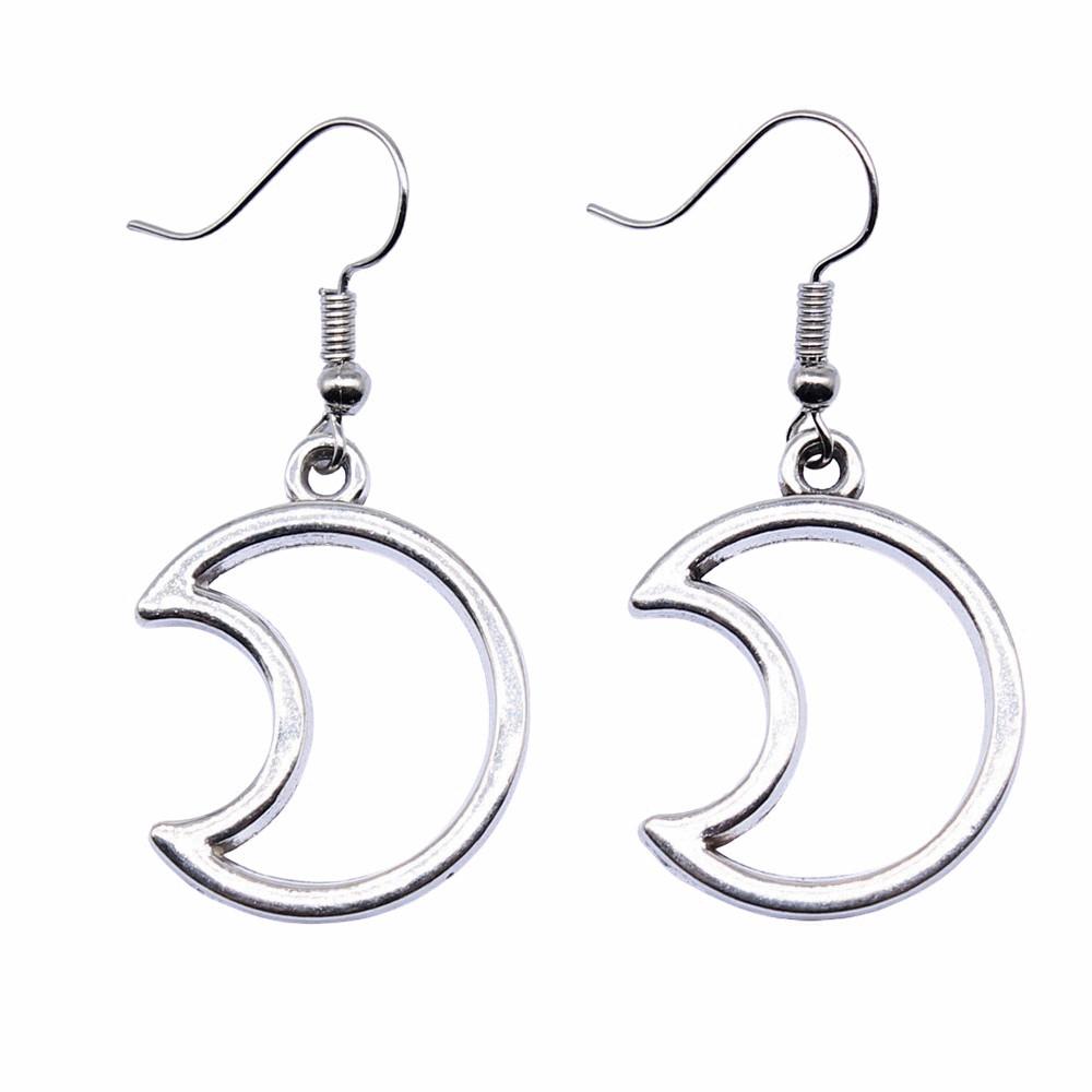 Matte Crescent Moon Dangle Earrings Sun Minimalist Gothic Lunar Drop Earrings Dark Celestial Jewelry