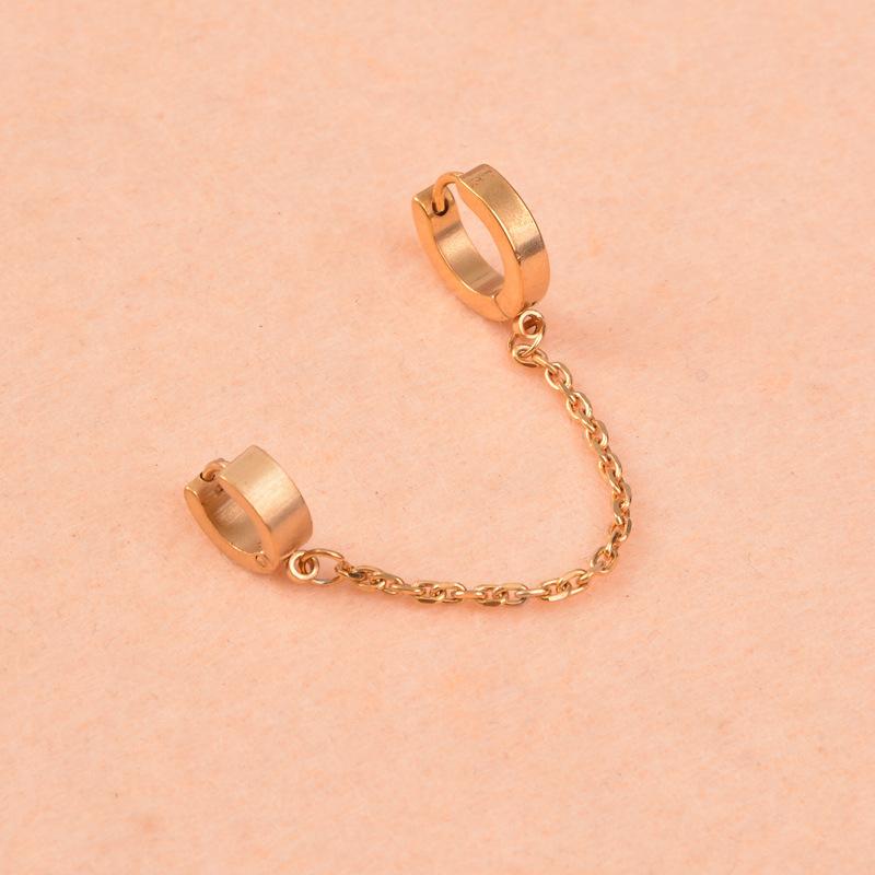 

Серьги-цепочки из нержавеющей стали 316, двухрядные серьги, трендовые серьги в стиле панк для мужчин и женщин, украшения для ушей и женщин золотистый