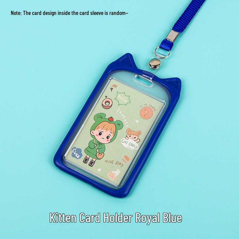 Creative Cartoon ID Card Holder with Lanyard - Cute, Transparent, and Waterproof for Students and Employees