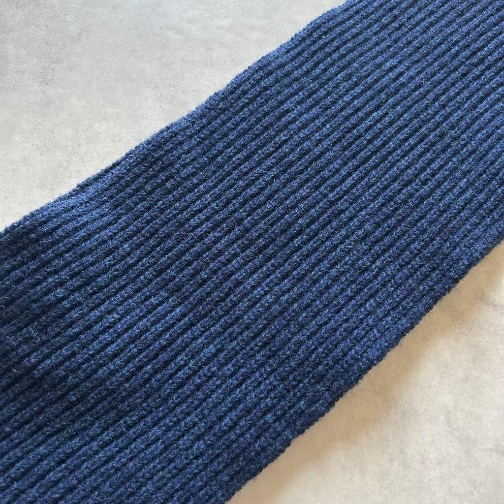 Used OLD JOE Ribbed Knit Wool Scarf Navy A/W
