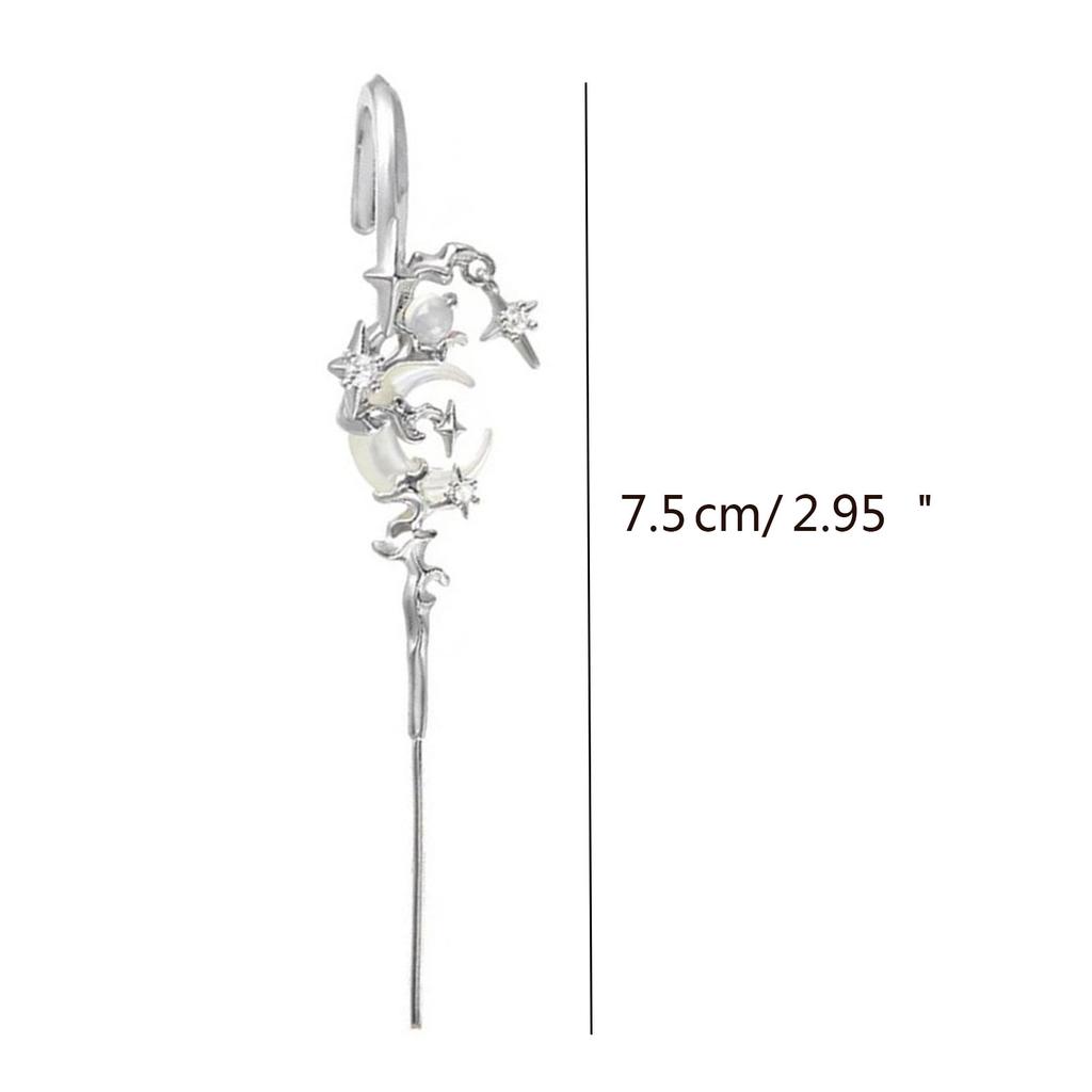 Sparkling Star and Moon Diamond Earring Fashionable Ear Needle Wrap Crawler Hook Earrings Jewelry for Fashionistas