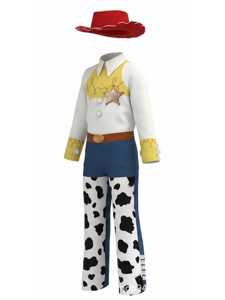 Women Men Western Cowboy Cosplay Outfit, Plaid Shirt Vest Pants Hat Set, Halloween Carnival Western Party Costume Suit
