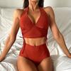 Costum de baie pentru femei de mărime mare Bikini push up cu talie înaltă Costum de baie pentru femei Set de bikini solid Biquini cu Halter Costum de baie Imbracaminte de plajă