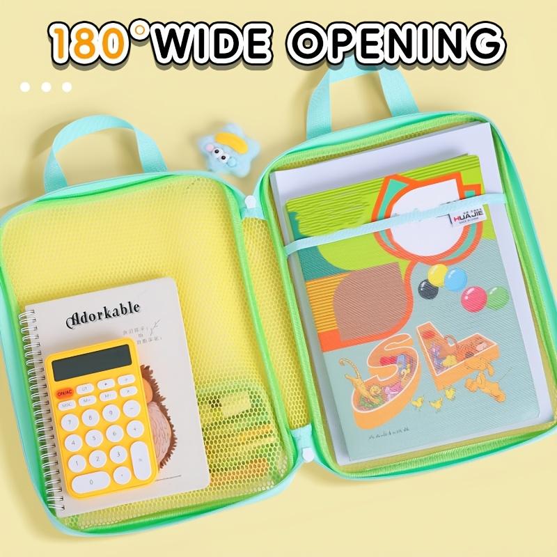 1pc Huajie Dopamine Color Block Tutoring Bag, 3-Layer Large Capacity, Front Pencil Bag, Document Book Storage