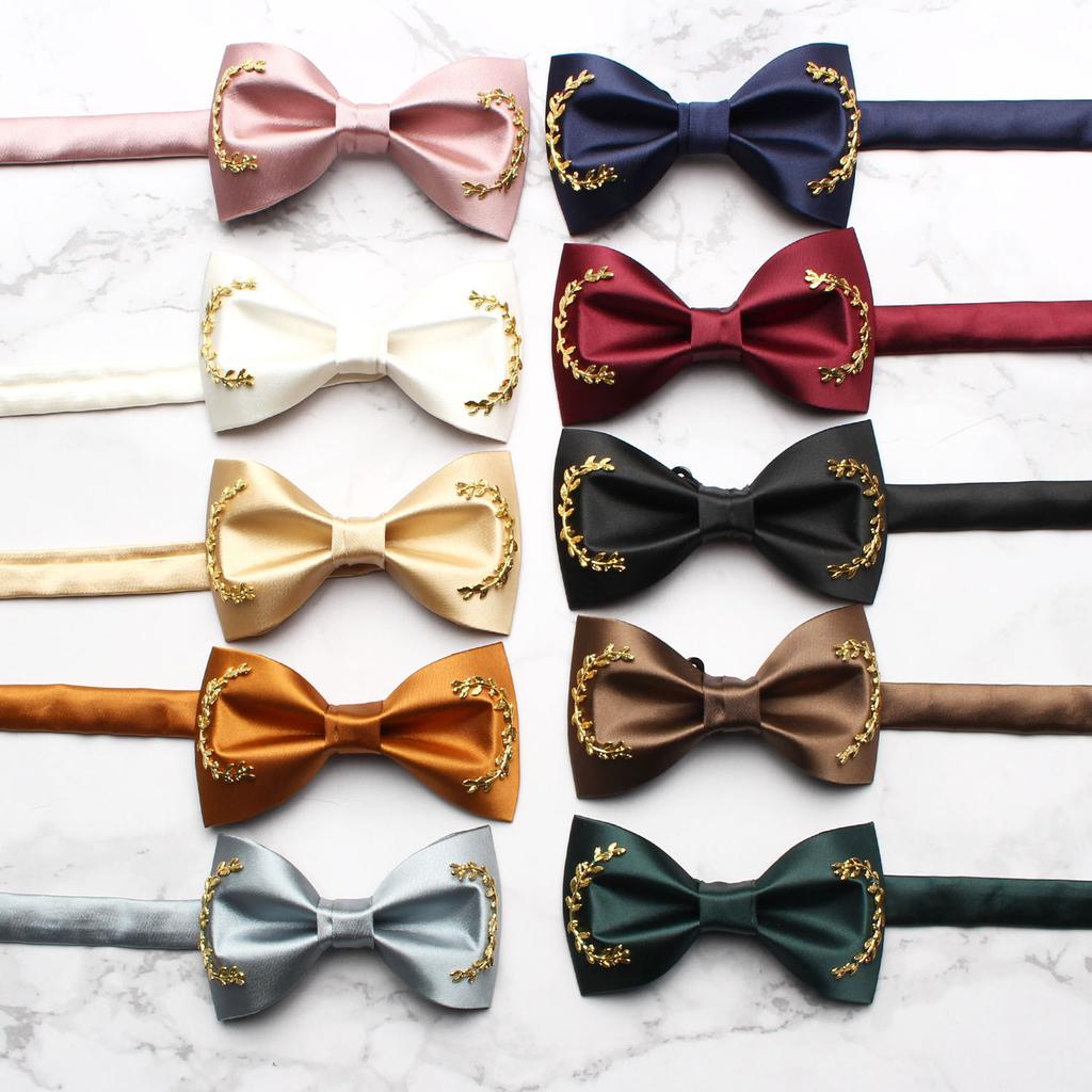 Men'S Styled Bow Tie, Wedding Celebration Groom Best Man Wedding Banquet Solid Color Bow Tie, Polyester Silk Yarn Bow Tie
