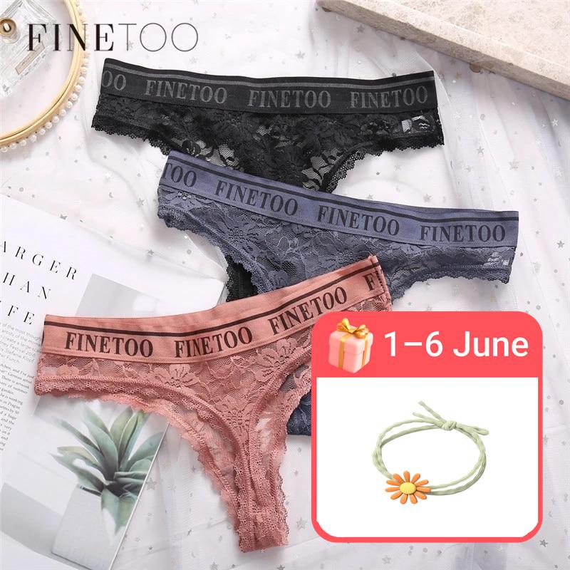 FINETOO 3Pcs G-String Bragas Mujeres Encaje Tanga Sexy Chicas Calzoncillos  Lencería M-XL G-String Mujeres Tangas Ropa Interior Femenina Calzoncillos  comprar a buen precio — entrega gratuita, reseñas reales con fotos — Joom