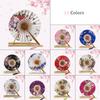 Japanese Sakura Flower Printed Fans Folding Fans Ancient Tassel Round Hand Fan Dance Performance Photo Prop Wedding Party Decor