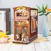 Book Nook Artisanal DIY Handcrafted Dollhouse Café: Miniature 3D Architectural Model Wooden Snap Fit Assembled Bookend