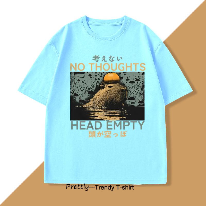 

No Thoughts Head Empty Japanese Style Tshirt Capybara Vintage Funny TShirt Men Harajuku Cotton T Shirt Mens Designer Clothes 4XL