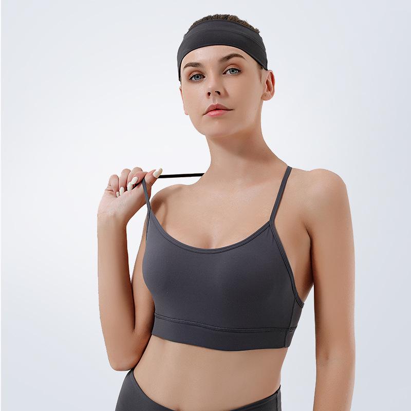 Stoßfester doppelseitiger Nylon-Sport-BH mit Y-Rücken - Racerback-Design