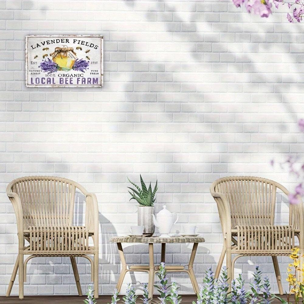 Vintage Metal Wall Art Bee Lavender Farmhouse Decor Kitchen Garden Print Rustic Home