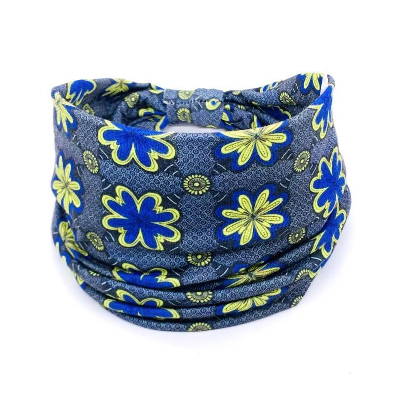 Vintage Boho Flower Print Headbands Women Wide Twist Knotted Elastic Hair Bands for Date Night Casual Outings