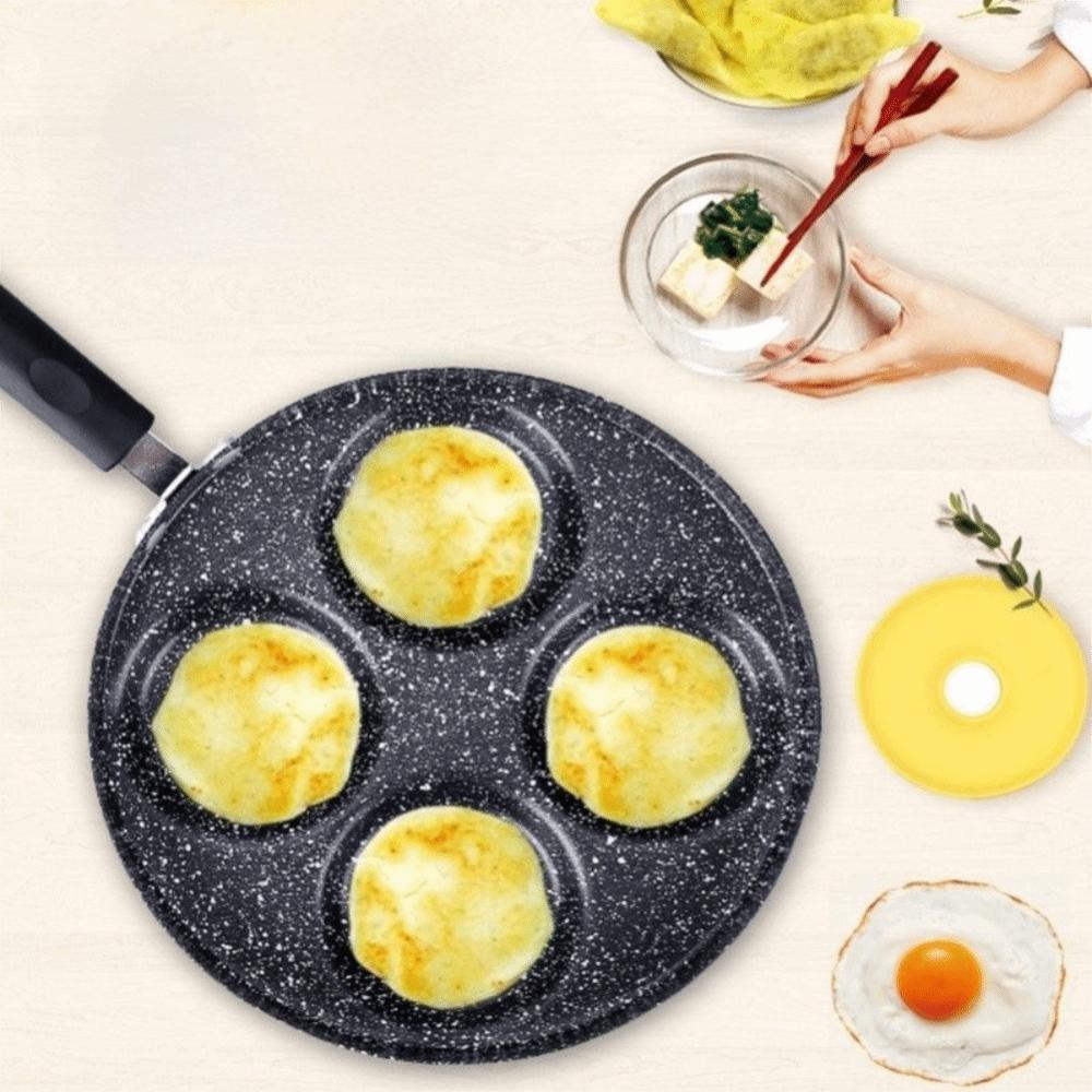 4 Hole Breakfast Egg Pan Round Egg Cooker Durable Egg Frying Pan  Burger Shop