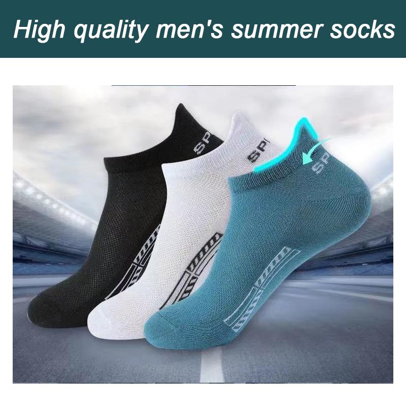10 Pairs High Quality Men Socks Breathable Cotton Sports Boat Sock Mesh Casual Athletic Summer Thin Cut Short Sokken Size 38-45