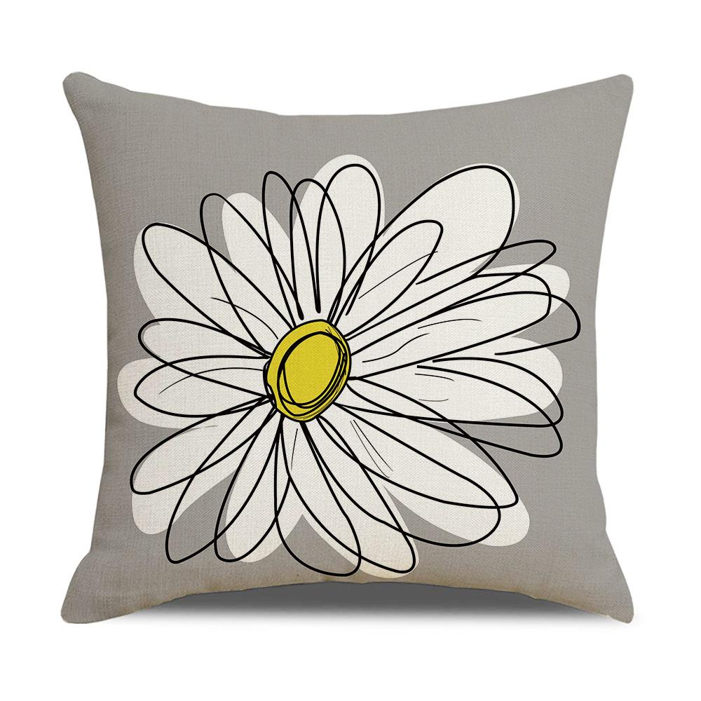 New Home Soft Furnishings Nordic Yellow Sunflower Sunflower Linen Printed Square Pillowcase