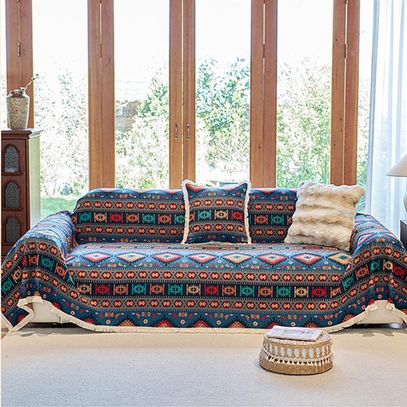1pc Ethnic Sofa Cover Dustproof Sofa Blanket Four Seasons Universal Anti Cat Scratch Living Room Home Decor