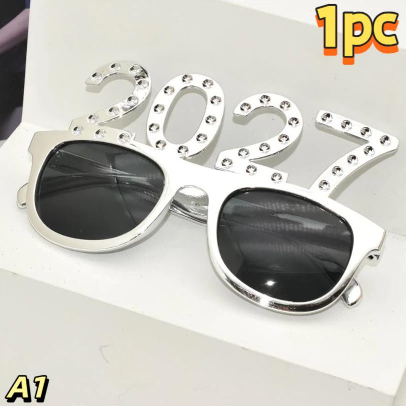 Glitter Diamond 2027 Number Glasses Funny Eyewear New Year Xmas Party Cosplay Decor Prop
