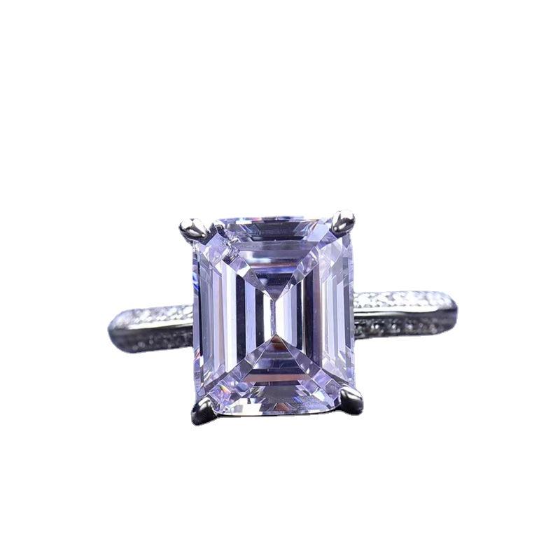 Emerald 5 Carat Moissanite & Diamond Ring In AU750, D Color, Passes Diamond Tester