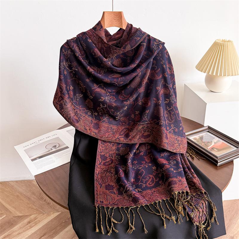 Women Vintage Paisley Print Scarf Cashmere Feel Shawl Tassel Warm Wrap Scarf Large Thick Winter Stole Ladie Outdoor Travel Gift