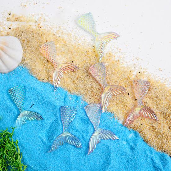 10Pcs Resin Accessories Shiny Lovely Flat Colorful Fish Tail Mini Back Ornament Tail Mermaid Charms Hairbow