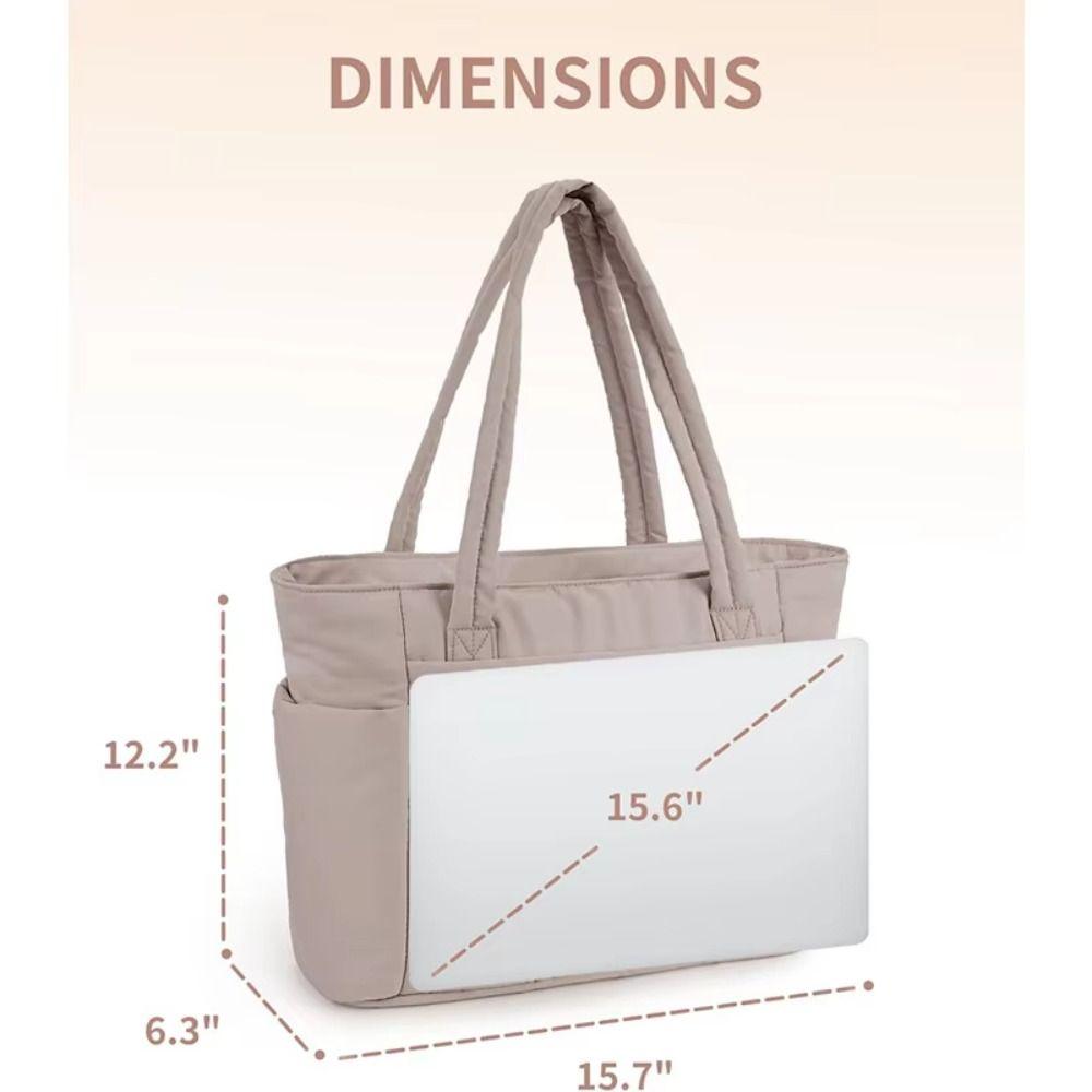 Women Lightweight Puffy Quilted Tote Bag Large Capacity Multi Pocket Soft Shoulder Handbag For Daily Use