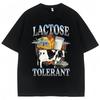Lactose Tolerant Funny Milk Print T Shirt Unisex Women Retro Fashion Short Sleeve Summer Casual Humor TShirts Gifts Playful Design