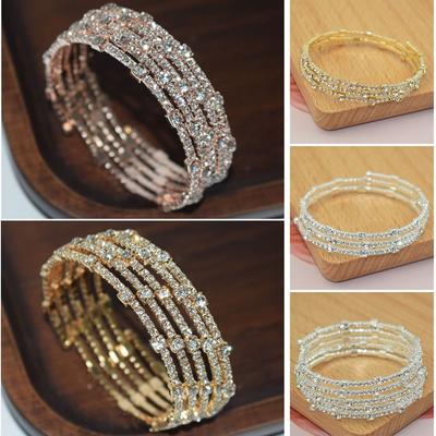 Handarmband mit Strasssteinen, Silber/Gold, Brautschmuck, Geschenk, Kristallarmband, Hochzeit
