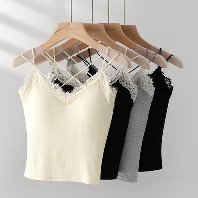 Lace Lace Suspender Vest for Women Wearing Spring Suits for Women with Slim Fit with Chest Pads and Beautiful Back Base Strap Top
