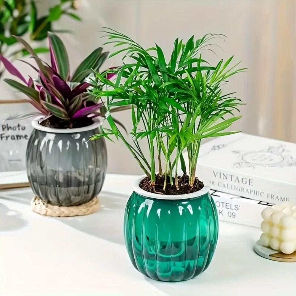 Nordic Style Water-Absorbing Flowerpot Transparent Automatic Watering Planter Garden Decor