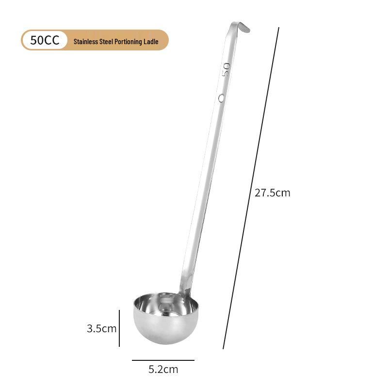 Stainless Steel Deepened Quantitative Spoon - Long Handle, Ounce Measure, Multiple Sizes, Ideal for Soups and Juices.