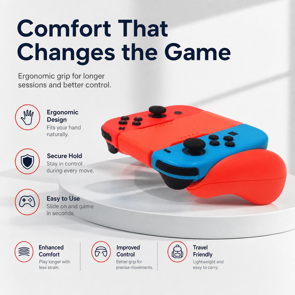 Comfort Controller Grip Holder for Nintendo Switch & Switch OLED Joy-Con, Plastic Gamepad Handle Bracket Accessories