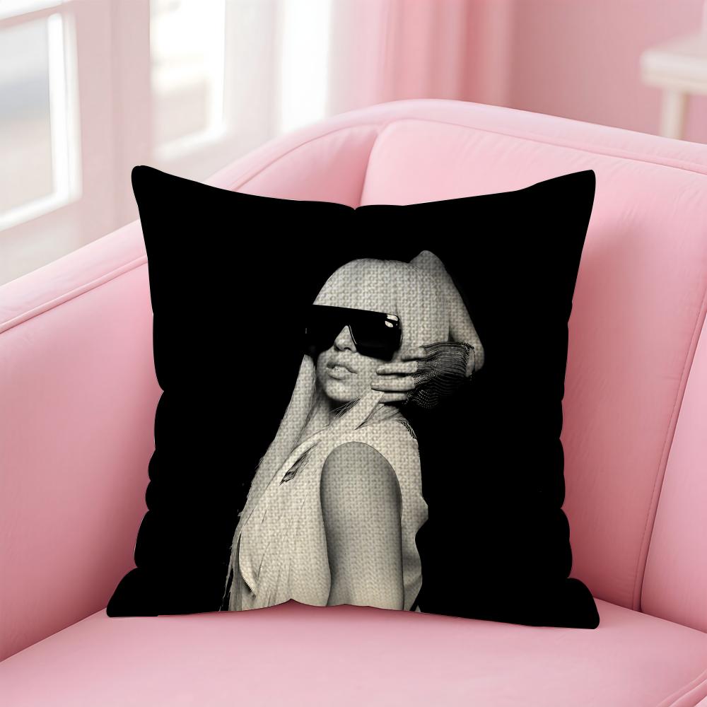 LLady GagaA Singer Cushion Cover Natural Linen Pillow Case DoubleSided Print Decorative Sofa Pillowcase Home Decor Gift