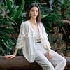 YERAD Women's Elegant Linen One-Button V-Neck Blazer