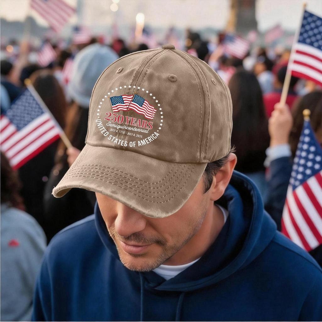 Men's and Women's Distressed Washed Casual Baseball Caps, Flag Letter Print Hats