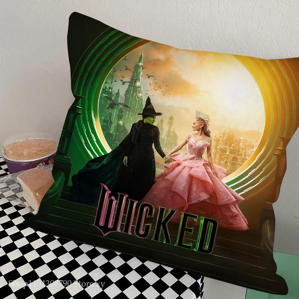 W-Wicked Part One Movie B Pillow Case Square Pillow Bedroom Sofa Leisure Comfort Cushion Car Living Room Home Decoration