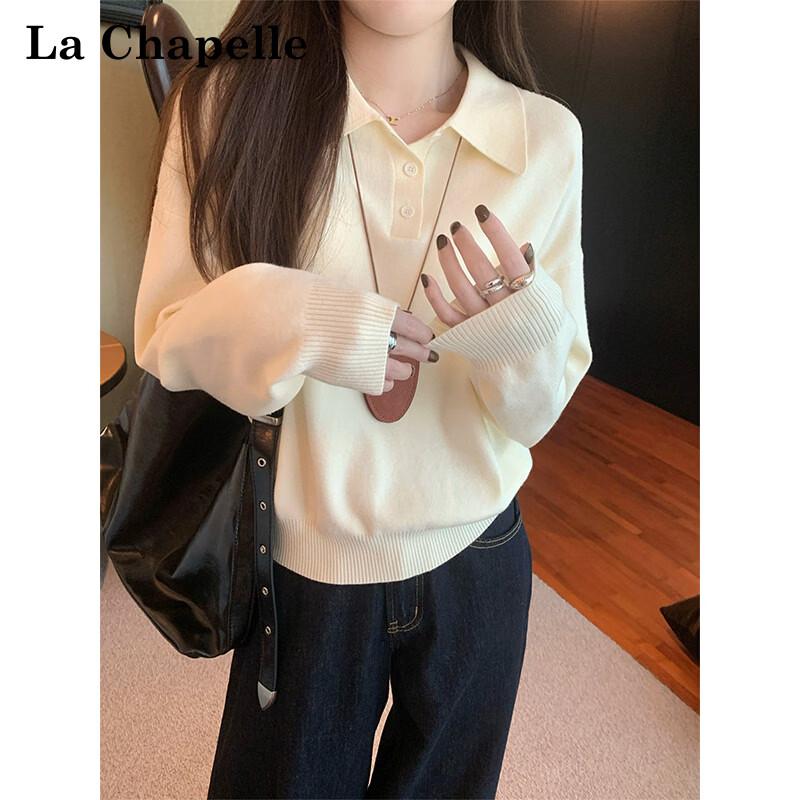 La Chapelle Women's Casual Polo Neck Knit Sweater