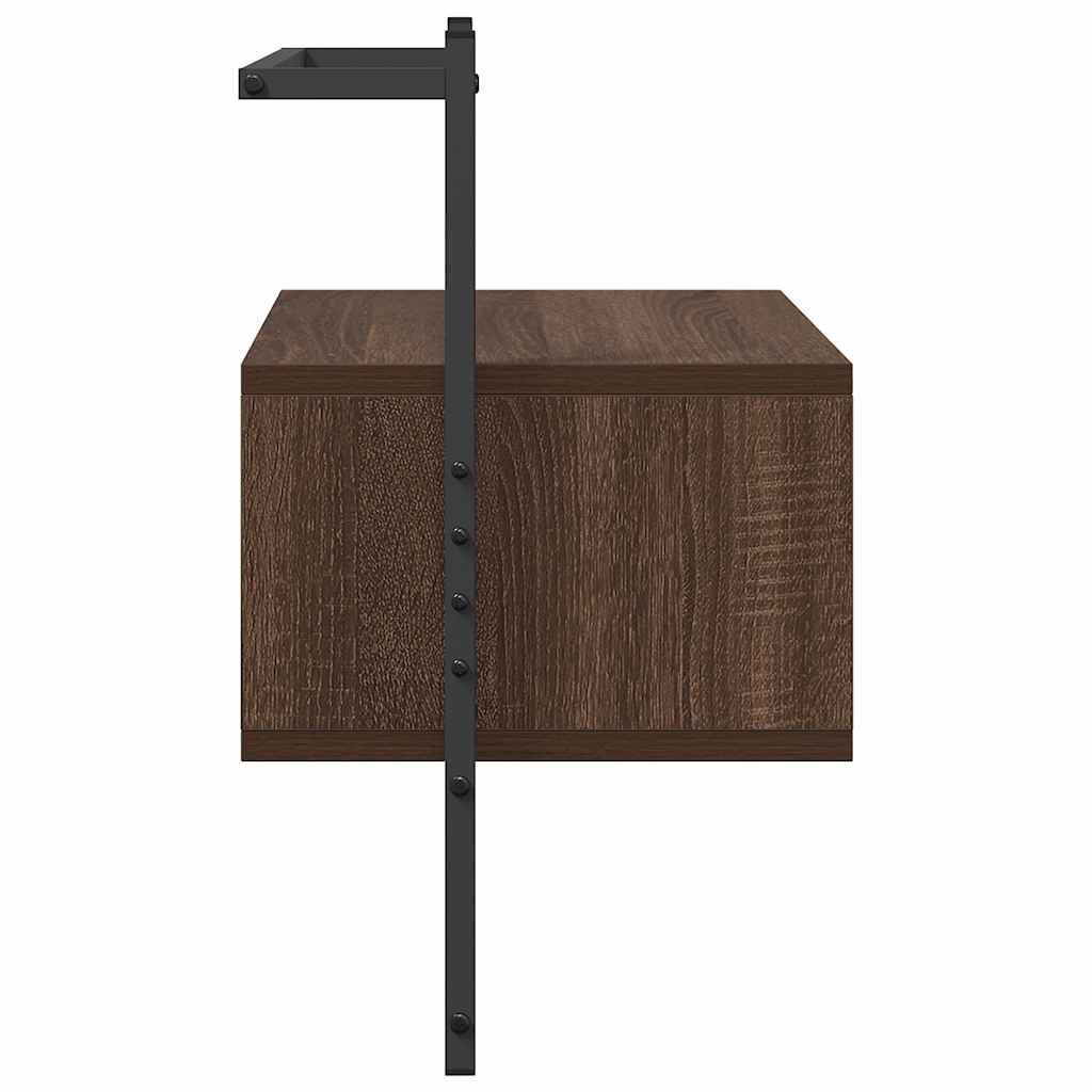 Wall Mounted Nightstand Brown Oak Look 35 x 30 x 51 cm Engineered Wood