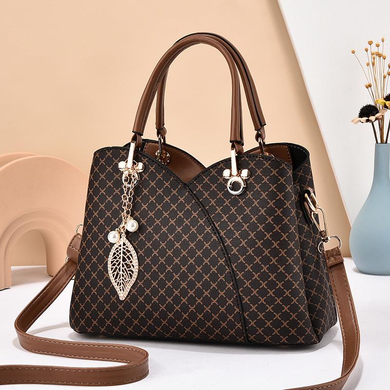 Pu Bag With Print And Plaid Pattern For Daily Use