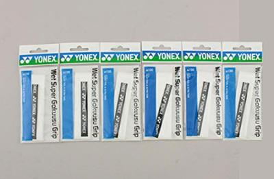 YONEX Wet Super Grip Ultra-Thin Tape, 6-Pack, White, AC130-011-6SET