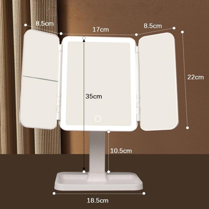 Folding Makeup Mirror LED Lights Dorm Dressing Mirror Beauty Light Up Your Fill Light 270° Smart Complementary Makeup Mirror
